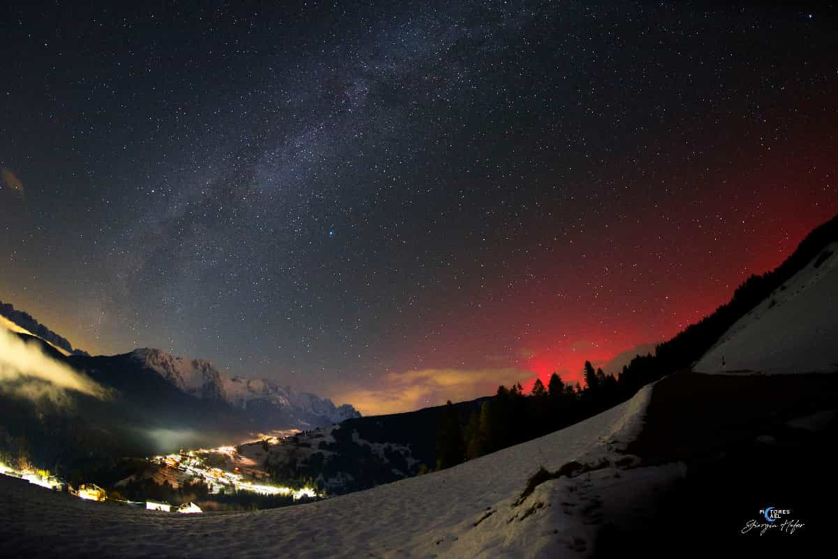 Red Aurora over Italy